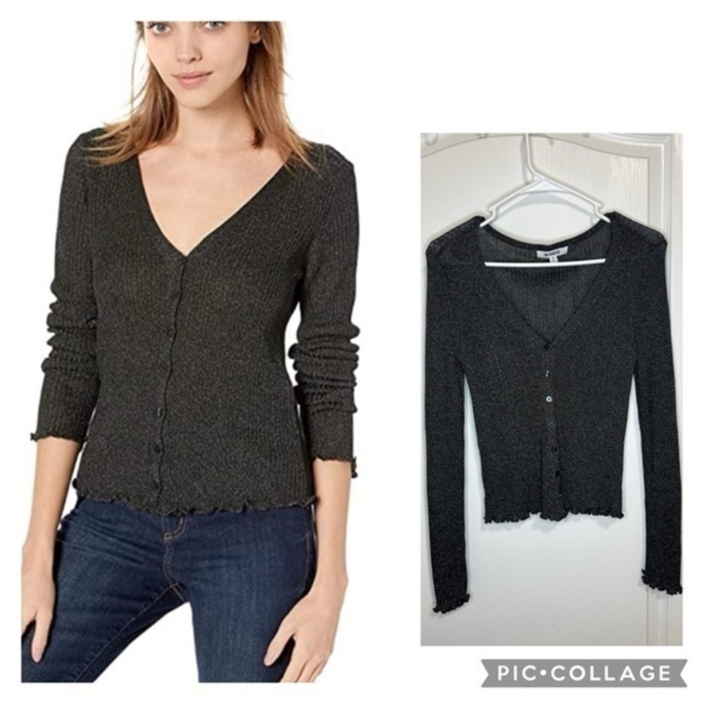BB Dakota Honey I Shrunk The Metallic V-Neck Cardigan size S - Picture 5 of 16